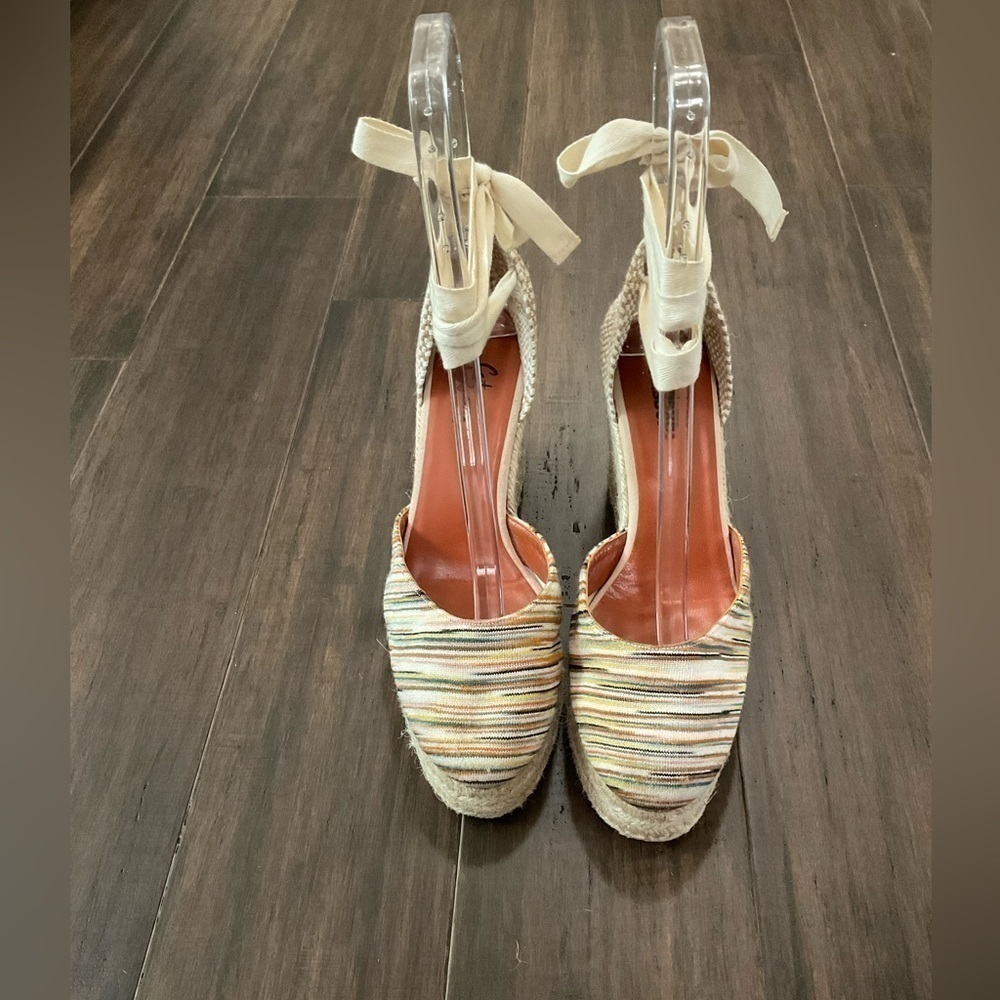 MISSONI x Castañer Carina Wedge Ankle Ribbon Tie Espadrilles Size EU 40/US 10